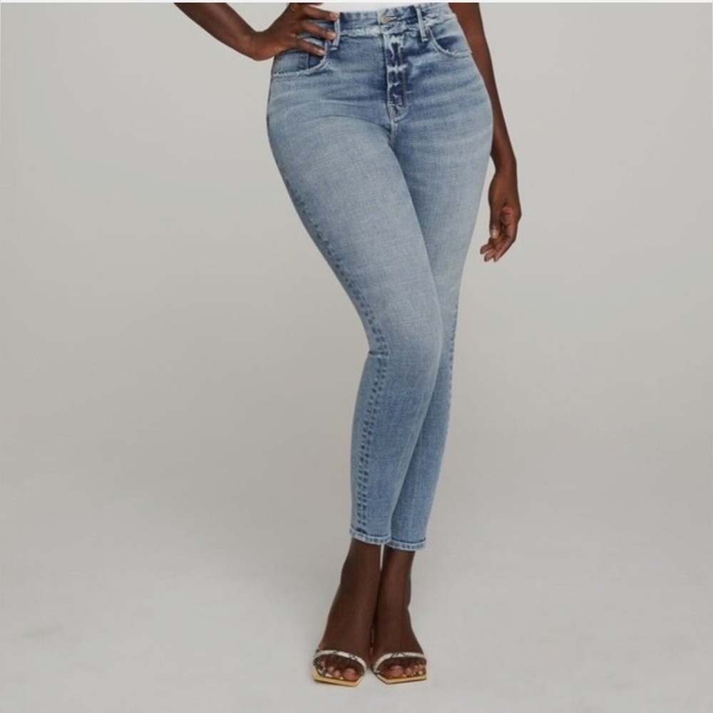 Good American Good Waist Extreme Deep V Distressed Skinny Jeans Spring - Size 4